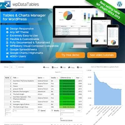 wpDataTables – Tables and Charts Manager for WordPress