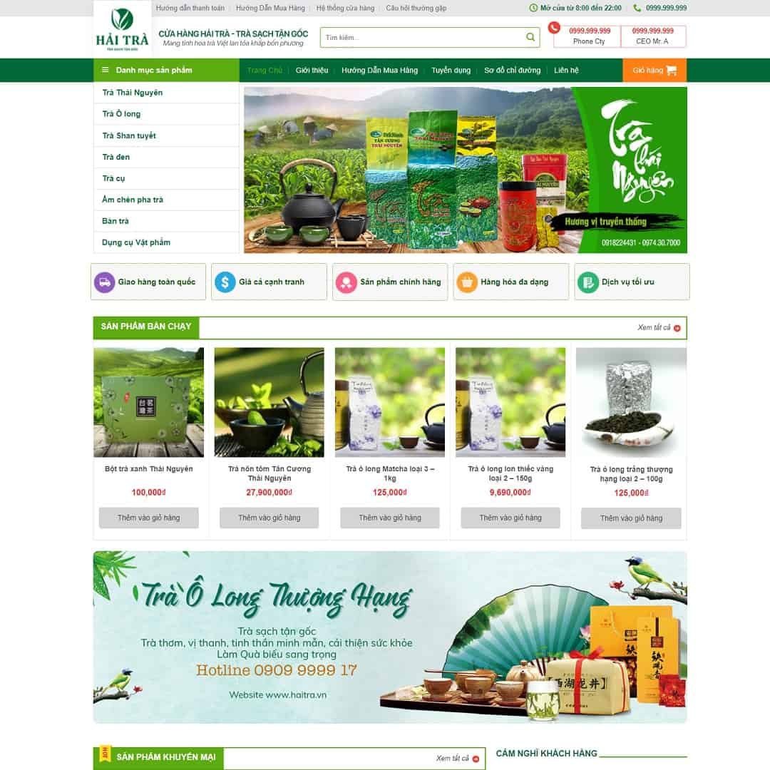 Giao Diện Website Kinh Doanh Trà Xanh
