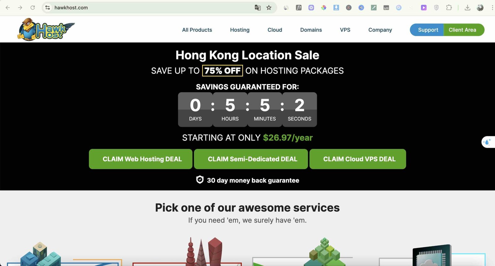 Read more about the article Hawk Host giảm giá 75% location Hong Kong, có cả VPS